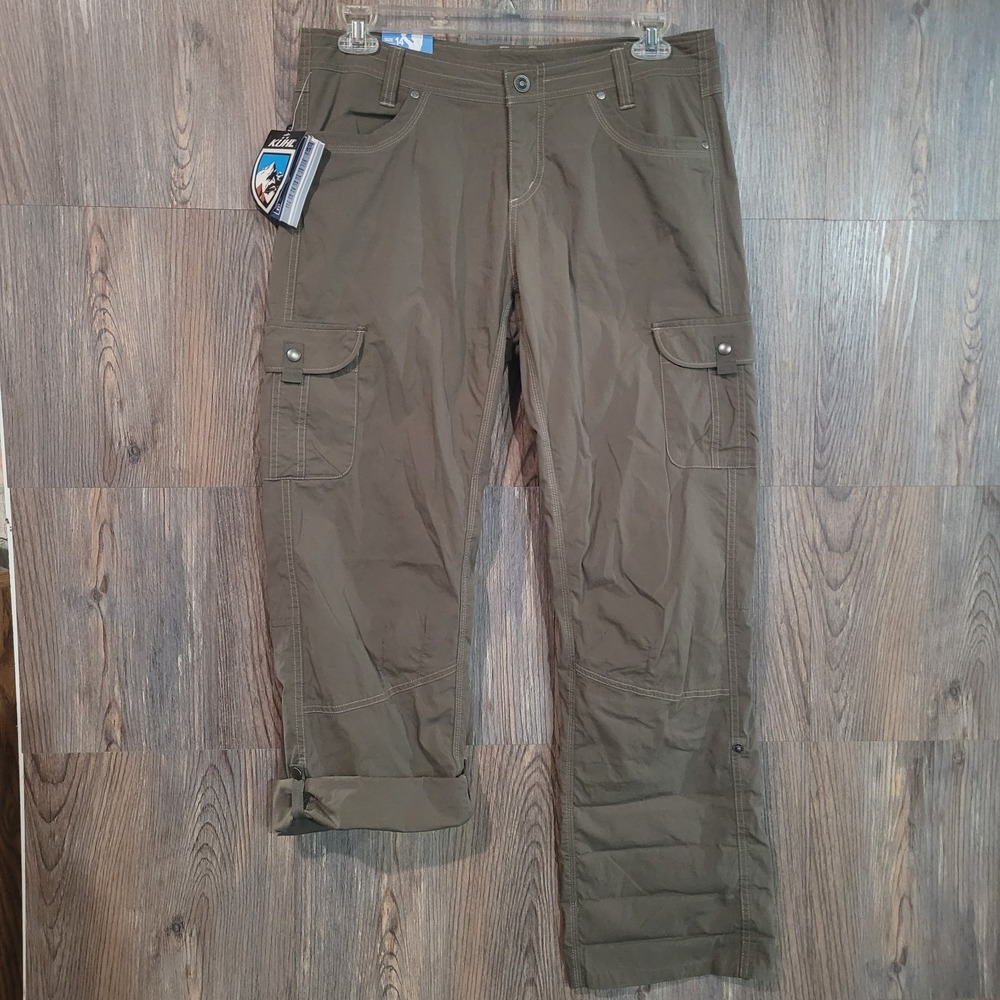 KUHL Women's Splash Roll Up Pants Size 14 x 32 Breen Brown/Green UPF 50 Utility